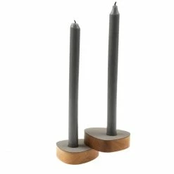 Großhandel ⭐ Lind DNA Curve Nupo Kerzenständer - 2er Set - 2er Set - 8x10x5,6 Cm - Nature/light Grey ✔️