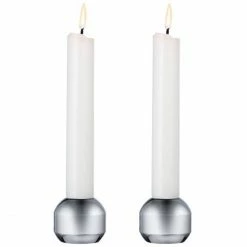 Aktion ? Lind DNA Silhouette 34 Kerzenhalter - 2er-Set - 2er-Set: Höhe: 3,4 Cm - Ø 4,2 Cm - Chrome ?