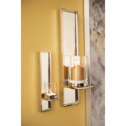 Neu ✔️ Fink Living Fink GAMA Wandkerzenhalter - 15x14 Cm - Höhe 60 Cm - Silberfarben ? -Applicata-shop unnamed file 1595