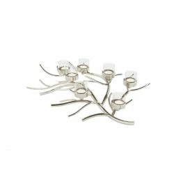 Angebote ? Fink Living Fink RAMUS Leuchter Für Teelichter 7-flammig Ohne Glasstulpen - 60x43x13,3 Cm - Silberfarben ?