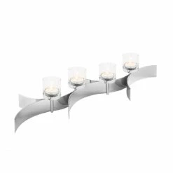 Brandneu ? Fink Living Fink MELODY Teelichthalter 4-flammig - LĂ€nge 58,5 Cm - Höhe 11 Cm - Vernickelt â