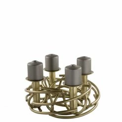 Bester Verkauf ? Fink Living Fink CORONA Kerzen-Dekokranz 4-flammig - Ø 40 Cm - Matt Goldfarben ⌛