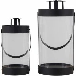 Rabatt ? House Nordic Bondi Laterne - 2er-Set - 2er-Set: 11,5x14,5x11,5 Cm, 14,5x24x31,5 Cm - Schwarz ⌛