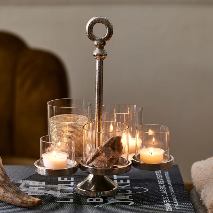 Auslauf ✔️ Riviera Maison Rivièra Maison Lisbon Multiple Teelichthalter - S - 21x21x26 Cm - Silberfarben ? 2 Auslauf ✔️ Riviera Maison Rivièra Maison Lisbon Multiple Teelichthalter - S - 21x21x26 Cm - Silberfarben ? – Bild 2