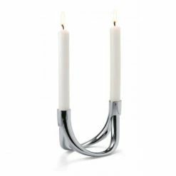 Schlussverkauf ? Philippi BOW 2er-Kerzenhalter - 15x9 Cm - Silberfarben ⌛
