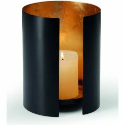 Bestpreis ? Philippi Isabelle Kerzenhalter Mit Blattgold - 14x14x18 Cm - Schwarz ?