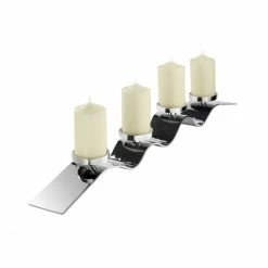 Am billigsten ? Fink Living Fink Wave Kerzenhalter - L 105 Cm - Silberfarben / Vernickelt ?