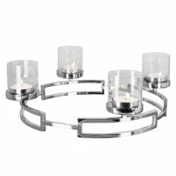 Am billigsten ? Fink Living Fink HOMMAGE Kerzenleuchter 4-flammig - Ø 47 Cm - Höhe 8 Cm - Silberfarben ❤️