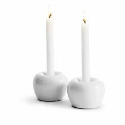 Schlussverkauf ? Born In Sweden Apple Kerzenhalter 2er Set - 2 Stück à Ø 5,5 Cm - Höhe 4 Cm - White ✨