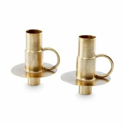 Angebote ? VTwonen Bottle Candle Kerzenhalter 2er-Set - 2 Stück à 7x7x8,5 Cm - Gold ?